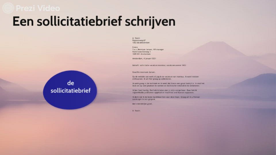 Een sollicitatiebrief schrijven by Suzanne de Vries on Prezi Video