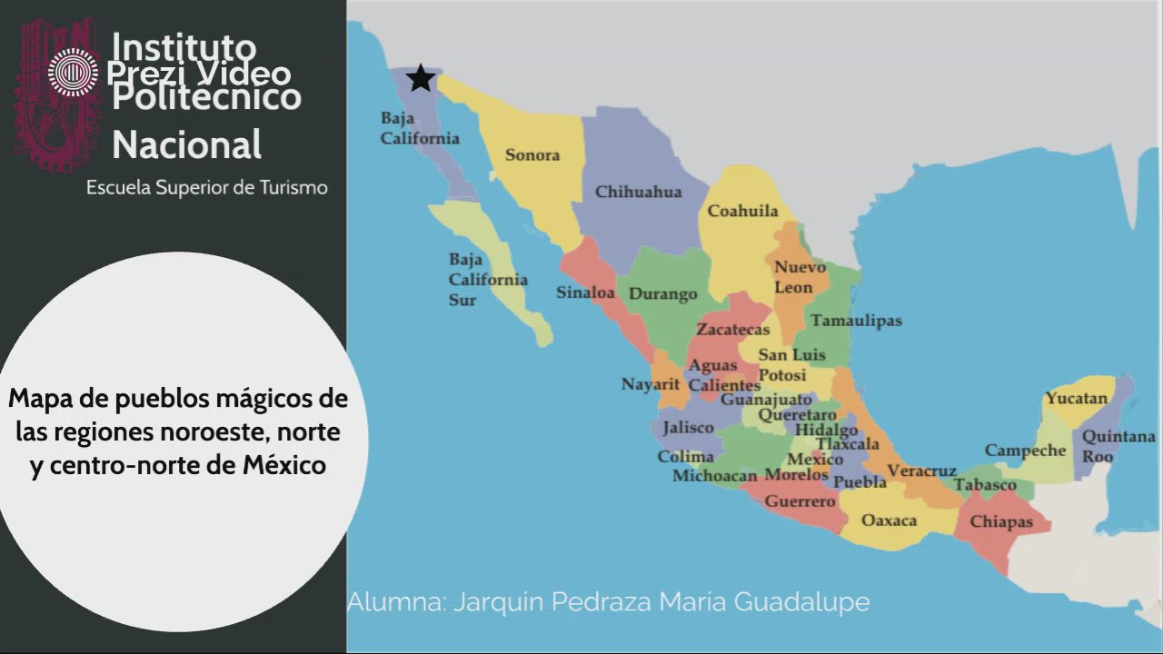 Mapa de pueblos mágicos de las regiones noroeste, norte y centronorte