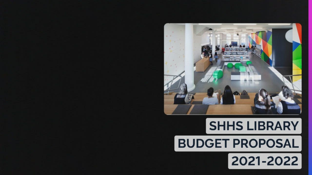 SHHS LIBRARY BUDGET PROPOSAL 2021-2022 by Niki Hamilton on Prezi Video
